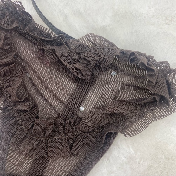 NWT Vintage PlayBoy Dark Brown Lace G-String - Picture 2 of 5